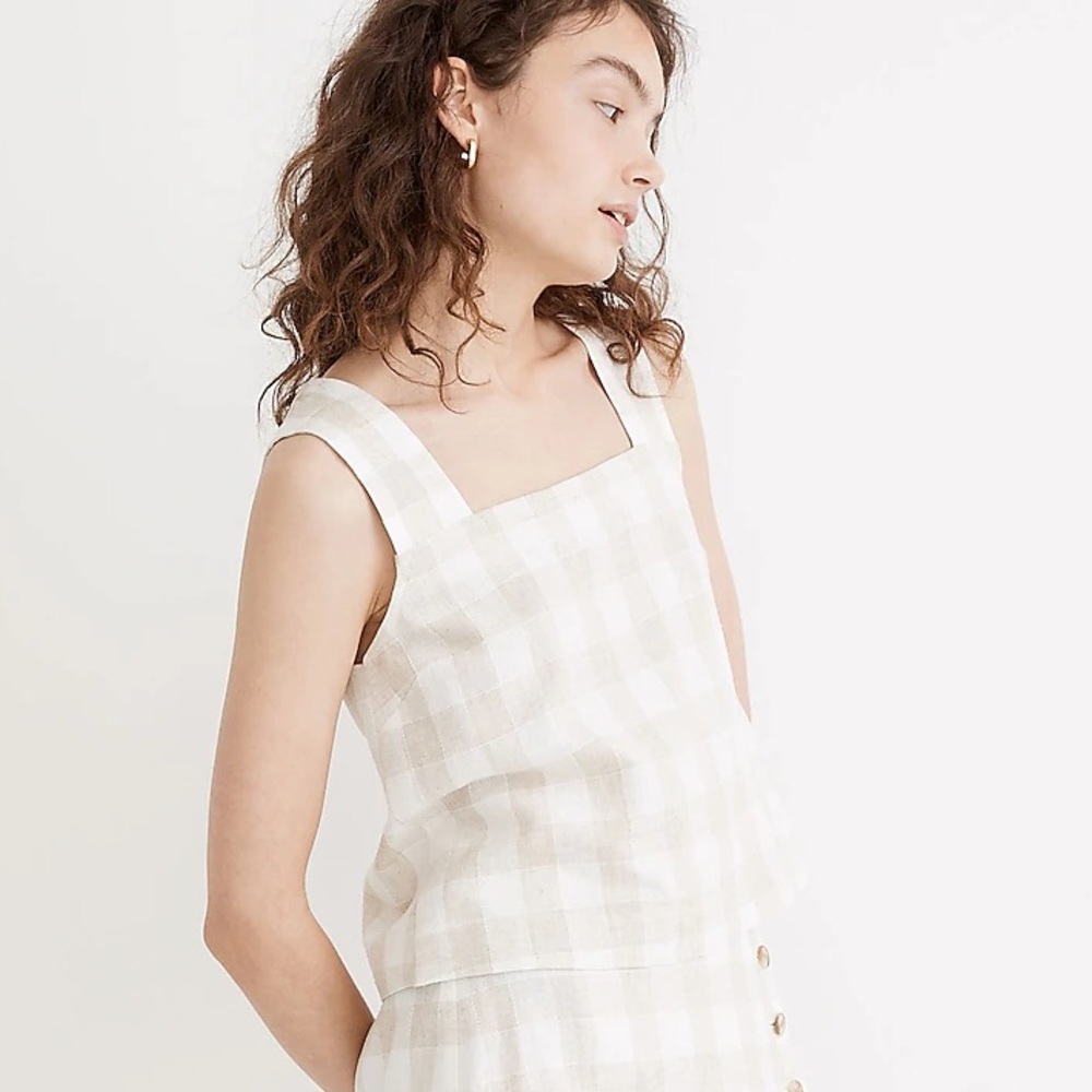 NWT Madewell Top Linen-Blend Sunside Button-Back Top Size 14 - Picture 1 of 6